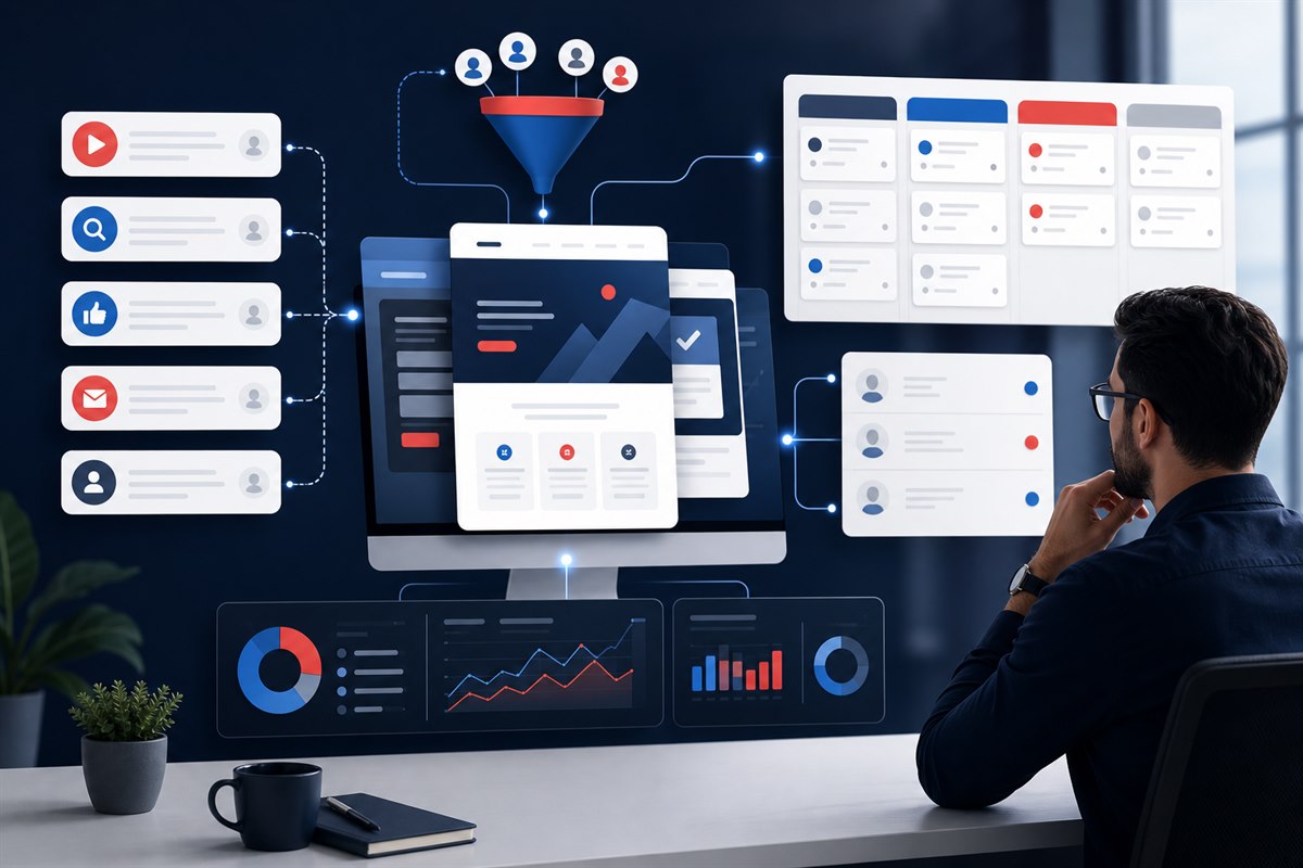 Команда анализирует воронку продаж, сайт и CRM для услуги Система продаж под ключ Трафик 108